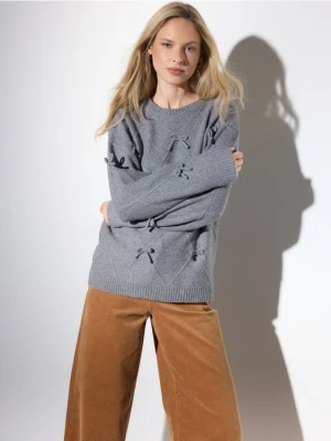 Mohito - Sweter z kokardkami - szary