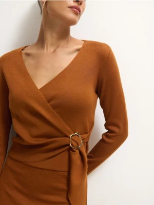 Mohito - Sweter z kopertowym dekoltem - brązowy
