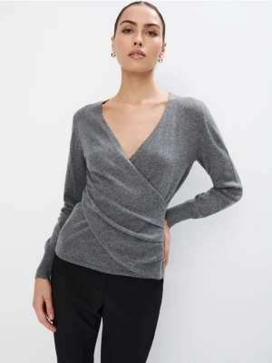 Mohito - Sweter z kopertowym dekoltem - szary