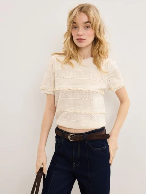 Mohito - Sweter z krótkim rękawem - kremowy