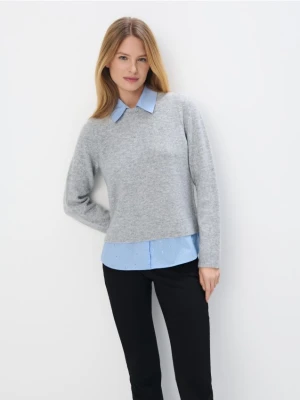 Mohito - Sweter ze wstawką koszulową - szary