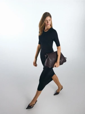 Mohito - Swetrowa czarna sukienka midi - czarny