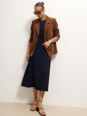 Mohito - Swetrowa granatowa sukienka midi - granatowy