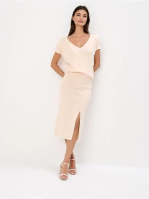 Mohito - Swetrowa spódnica midi - beżowy