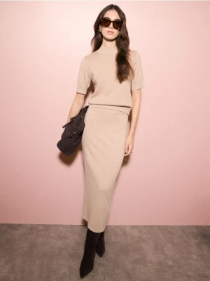 Mohito - Swetrowa spódnica midi - beżowy