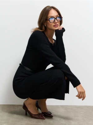 Mohito - Swetrowa sukienka midi - czarny