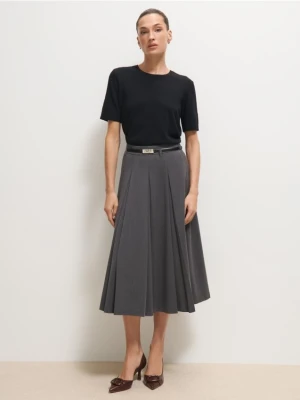 Mohito - Szara spódnica midi z paskiem - szary