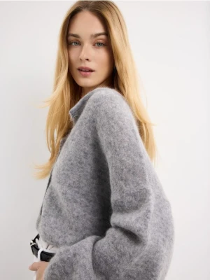 Mohito - Szary kardigan z domieszką wełny i moheru - szary