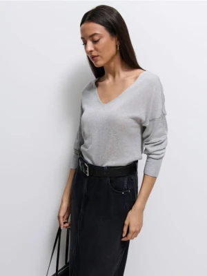 Mohito - Szary sweter z bawełny i lyocellu - szary