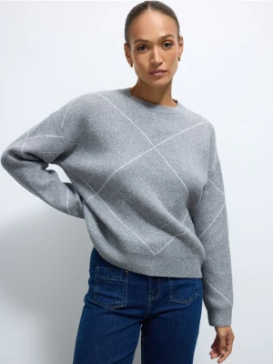 Mohito - Szary sweter z geometrycznym wzorem - szary