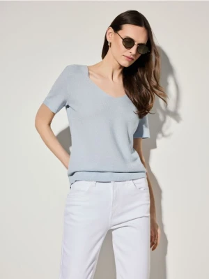 Mohito - Szary sweter z metalizowaną nitką - błękitny