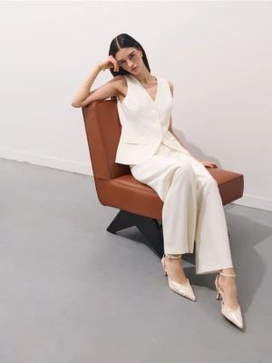 Mohito - Szerokie spodnie - kremowy