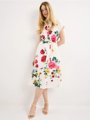 Mohito - Szmizjerka midi z dodatkiem lyocellu - biały