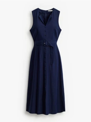 Mohito - Szmizjerka midi z lnu i wiskozy - granatowy