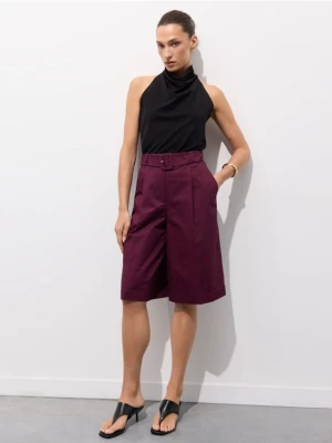 Mohito - Szorty bermudy z paskiem - ciemny fiolet