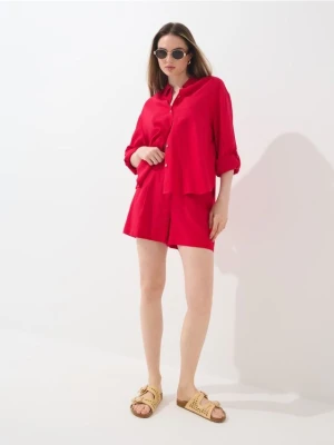 Mohito - Szorty z wiskozą i lnem - koralowy