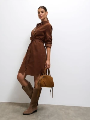 Mohito - Sztruksowa sukienka mini - brązowy