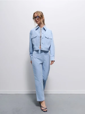 Mohito - Sztruksowe błękitne spodnie - błękitny