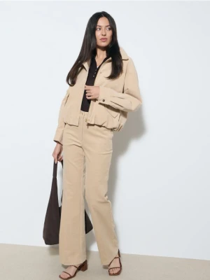 Mohito - Sztruksowe spodnie z szeroką nogawką - beżowy