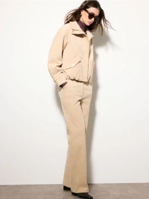 Mohito - Sztruksowe spodnie z szeroką nogawką - beżowy