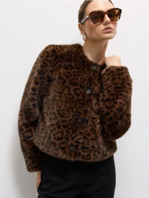 Mohito - Sztuczne futerko w panterkę - ciemnobrązowy