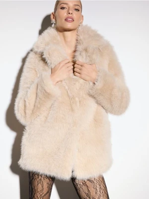 Mohito - Sztuczne kremowe futro oversize - kremowy