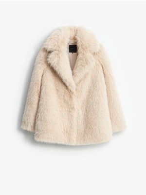 Mohito - Sztuczne kremowe futro oversize - kremowy