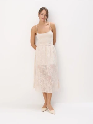 Mohito - Szyfonowa beżowa spódnica midi - beżowy