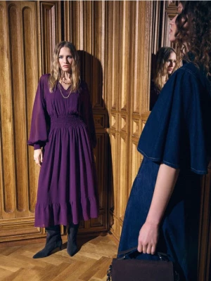 Mohito - Szyfonowa sukienka maxi - ciemny fiolet