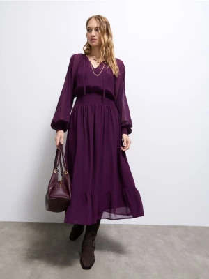 Mohito - Szyfonowa sukienka maxi - ciemny fiolet