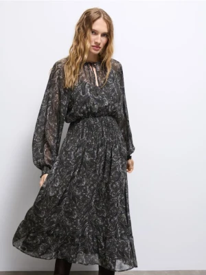 Mohito - Szyfonowa sukienka maxi we wzory - zielony