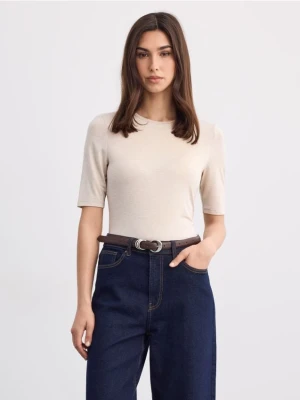 Mohito - T-shirt basic slim - beżowy