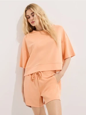 Mohito - T-shirt boxy z modalem - brzoskwiniowy