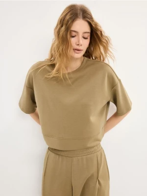 Mohito - T-shirt boxy z modalem - oliwkowy