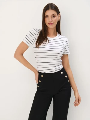 Mohito - T-shirt w paski - biały