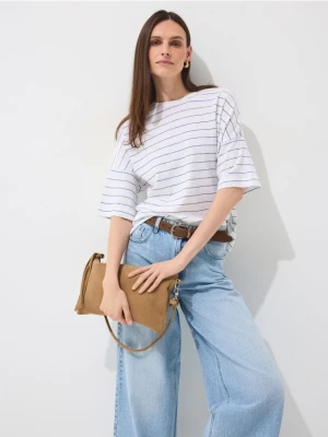 Mohito - T-shirt z bawełny i lnu - biały