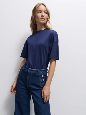 Mohito - T-shirt z bawełny merceryzowanej - granatowy