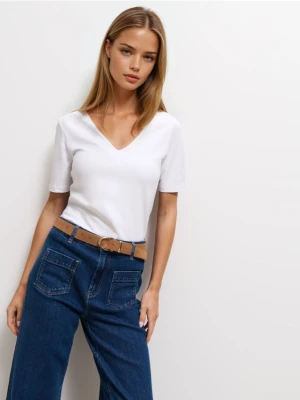 Mohito - T-shirt z dekoltem V - biały