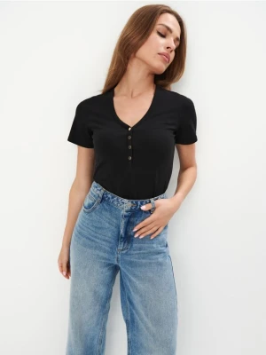 Mohito - T-shirt z dekoltem V - czarny