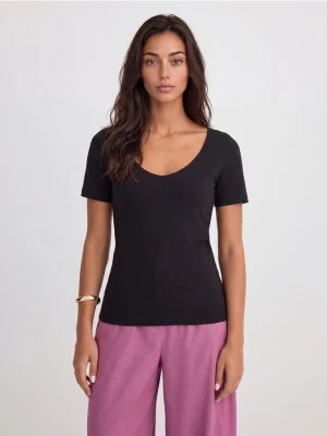 Mohito - T-shirt z dekoltem V - czarny