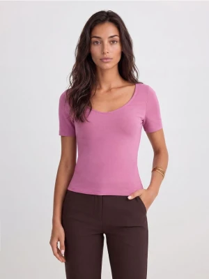 Mohito - T-shirt z dekoltem V - fioletowy