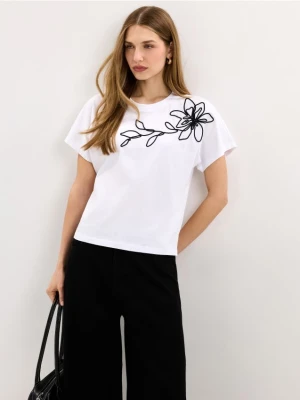 Mohito - T-shirt z haftem - biały