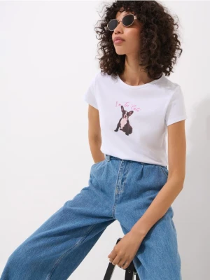 Mohito - T-shirt z nadrukiem pieska - biały