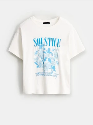 Zdjęcie produktu Mohito - T-shirt z nadrukiem z przodu - kremowy