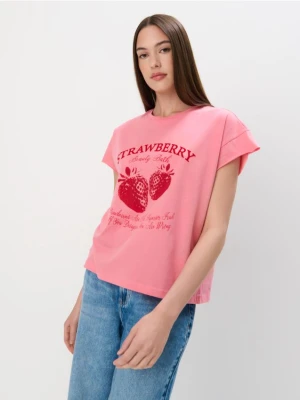 Mohito - T-shirt z owocowym nadrukiem - różowy