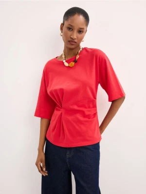 Mohito - T-shirt z ozdobnym marszczeniem - czerwony