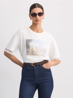 Mohito - T-shirt z siateczką - kremowy