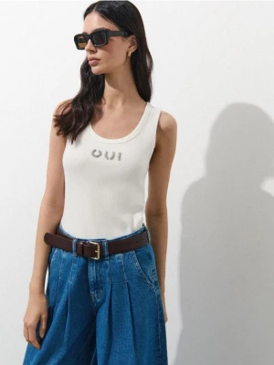 Mohito - Top z aplikacją - biały