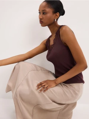 Mohito - Top z koronką - mahoń