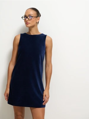 Mohito - Trapezowa granatowa sukienka mini - granatowy